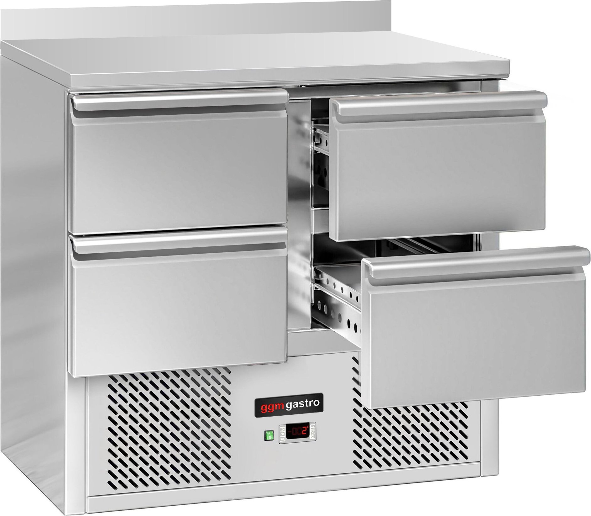 Chladicí stůl ECO - 900 x 700 mm - se 4 zásuvkami - zadní lištou