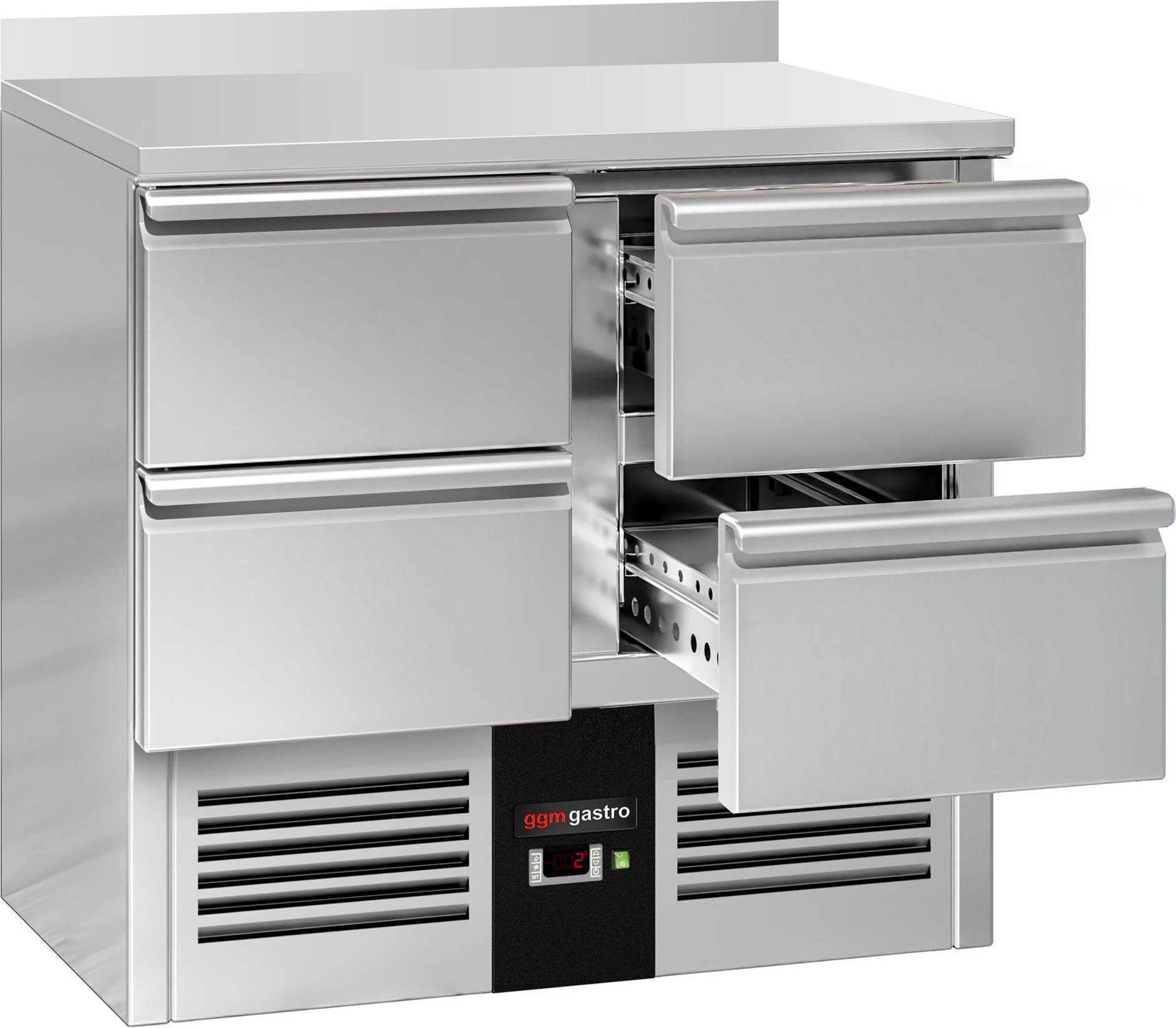 Chladicí stůl PREMIUM - 900 x 700 mm - se 4 zásuvkami - zadní lištou