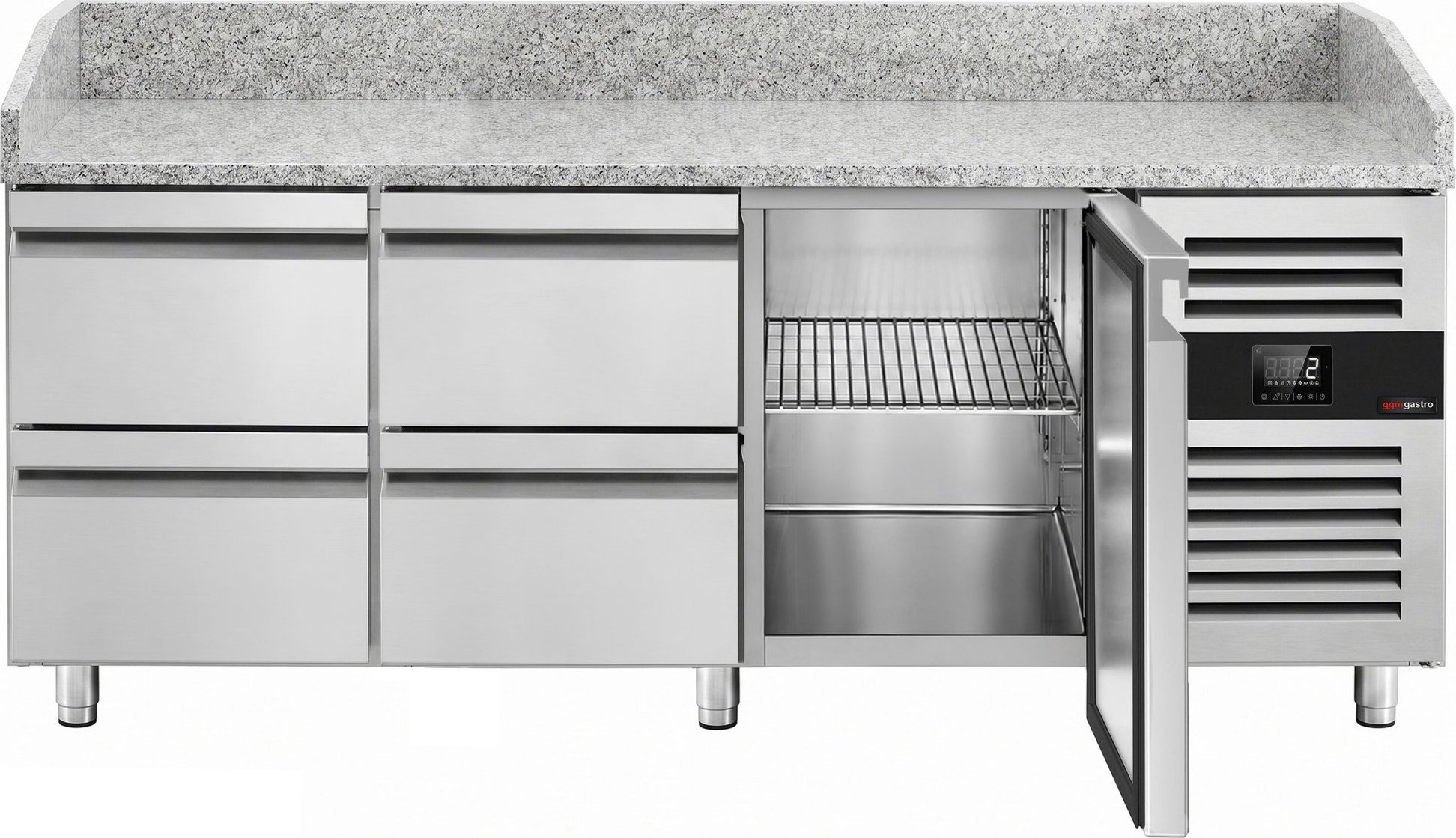 Chladicí pult na pizzu ECO – 2 000 × 800 mm – s 1 dvířky a 4 zásuvkami