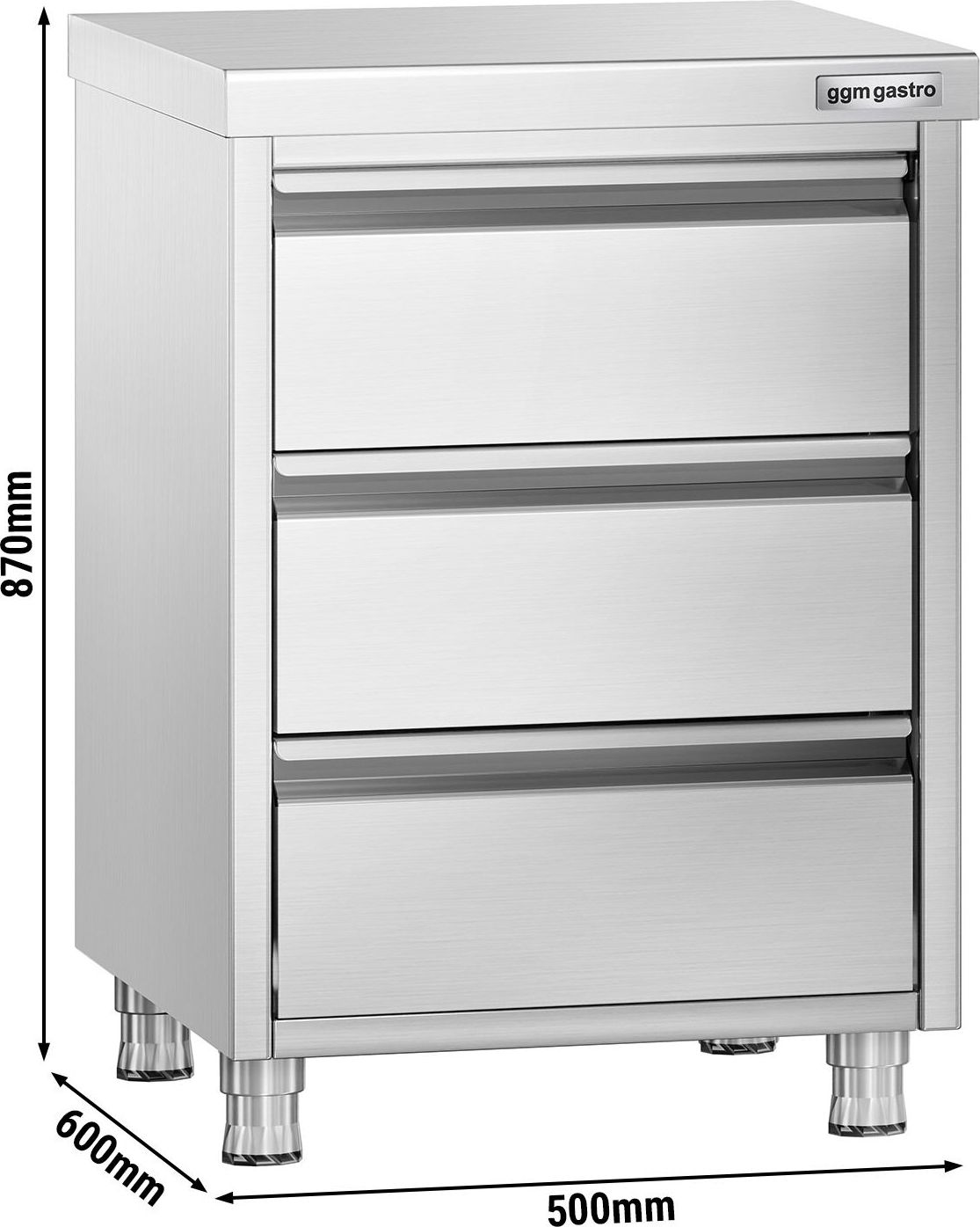 Zásuvková skříň PREMIUM - 3 zásuvky - 500 x 600 mm