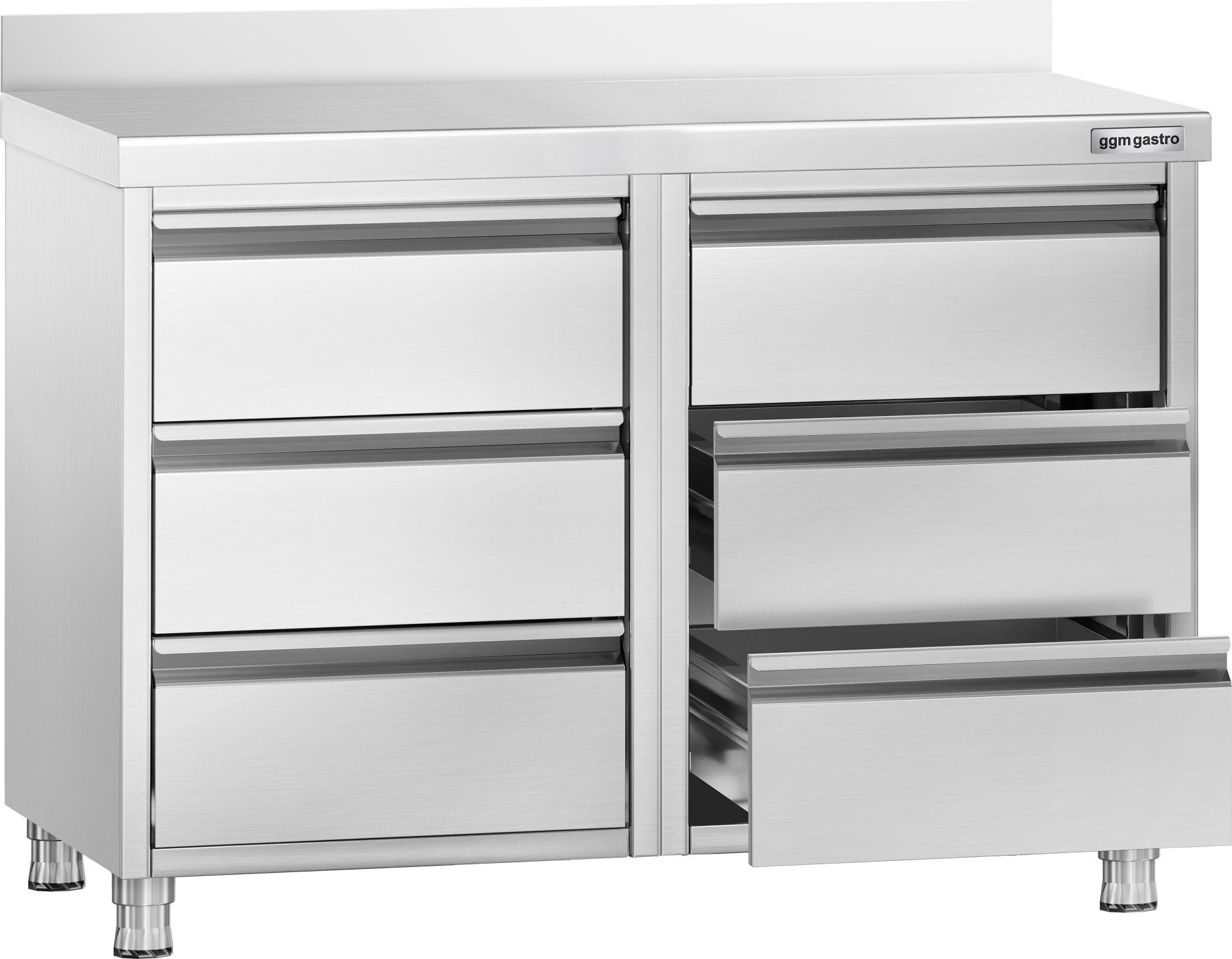 Zásuvková skříň PREMIUM - 6 zásuvek a zadní lišta - 1000 x 600 mm