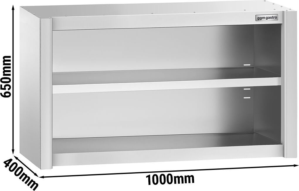 Nerezová nástěnná skříňka PREMIUM - 1000x400 mm - bez posuvných dveří - výška 650 mm