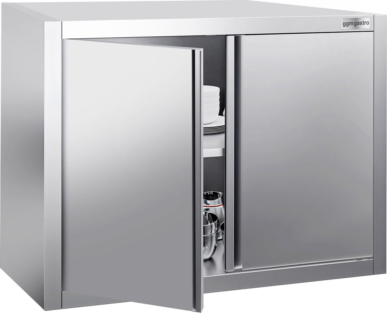 Nerezová nástěnná skříňka PREMIUM - 800x400 mm - s křídlovými dveřmi - výška 650 mm