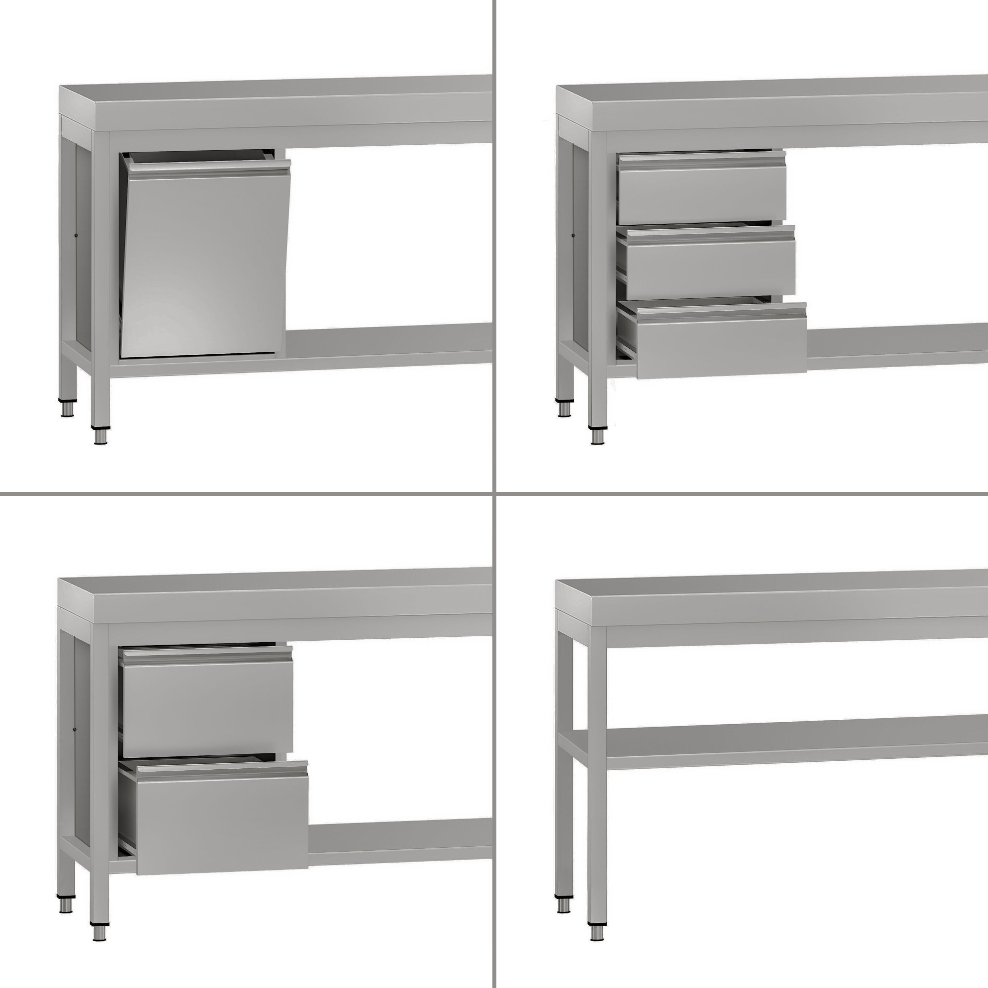 Nerezový pracovní stůl ECO - 700x700 mm - se spodní policí