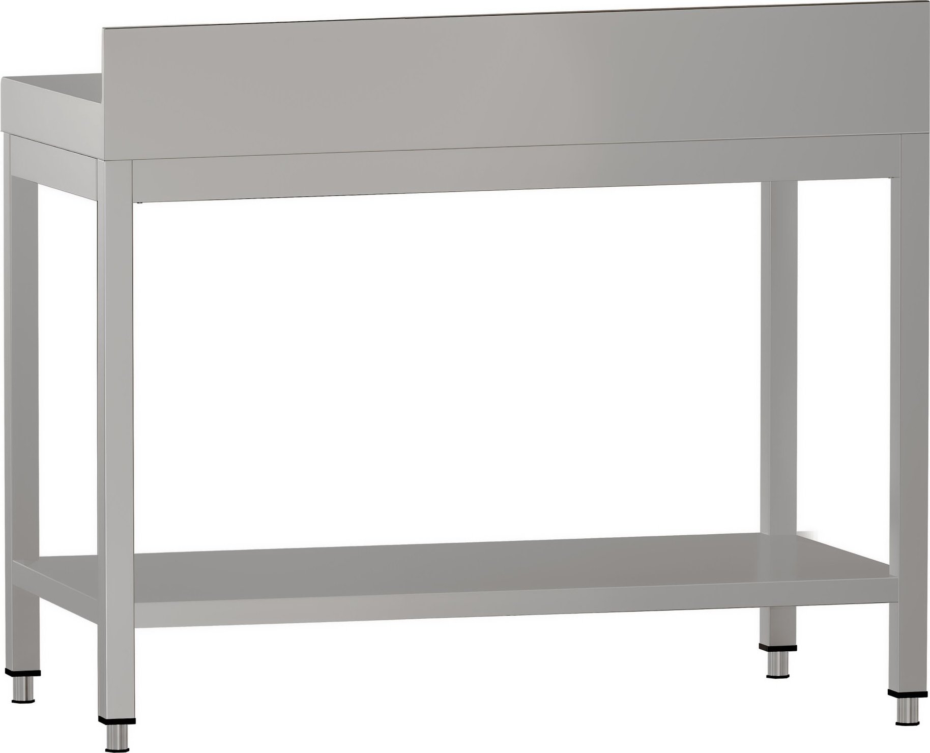 Nerezový pracovní stůl ECO - 800x600 mm - se spodní policí & obkladovou lištou