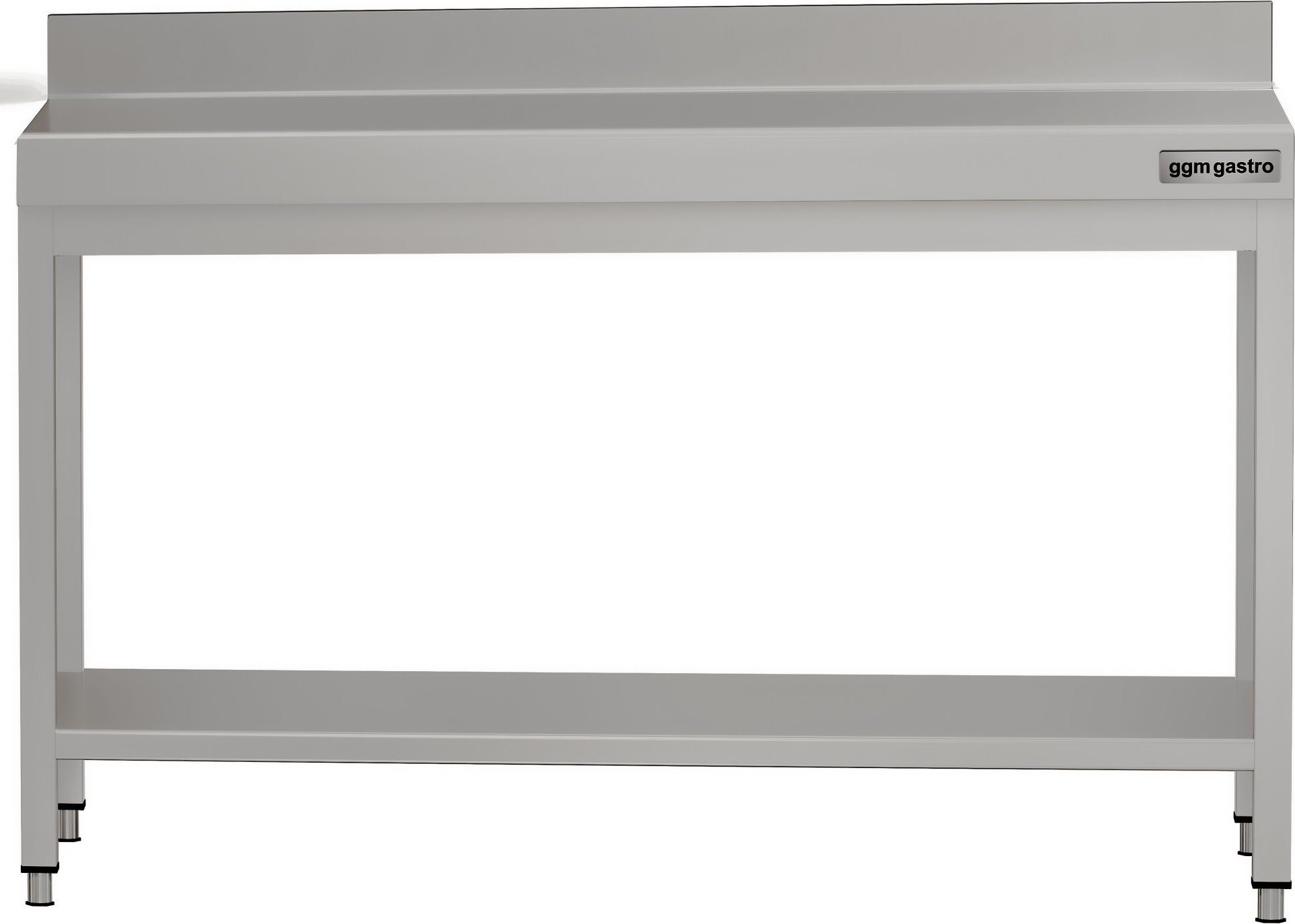 Nerezový pracovní stůl ECO - 1400x600 mm - se spodní policí & obkladovou lištou