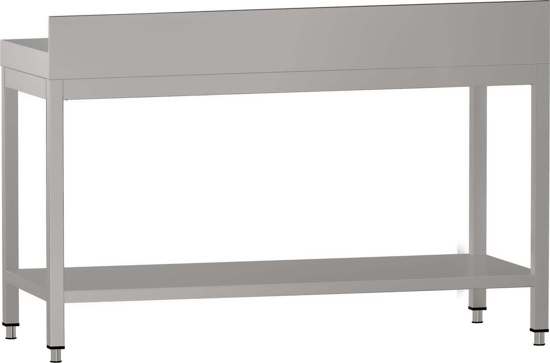 Nerezový pracovní stůl ECO - 1500x600 mm - se spodní policí & obkladovou lištou
