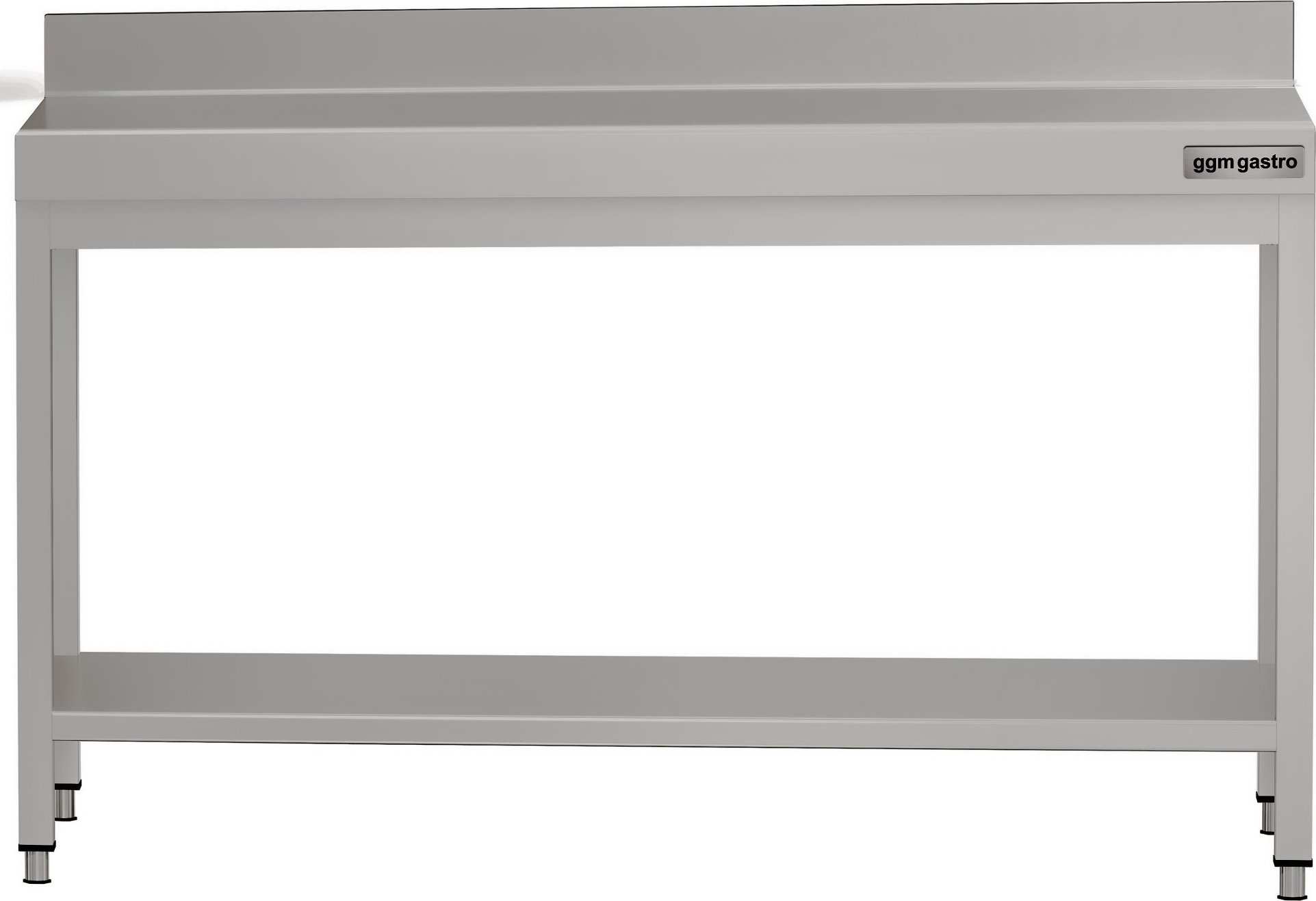Nerezový pracovní stůl ECO - 1600x600 mm - Se spodní policí & obkladovou lištou