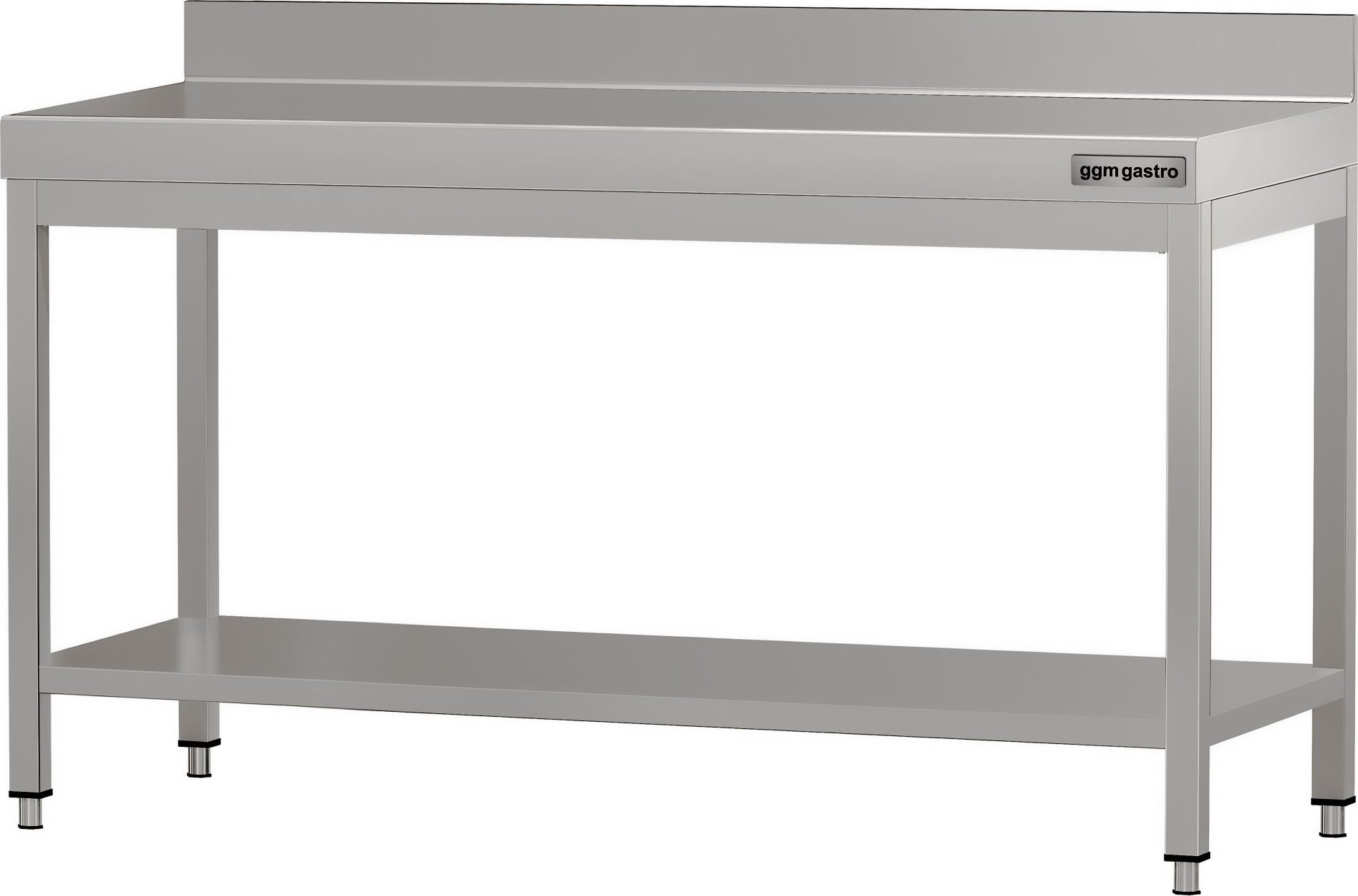Nerezový pracovní stůl ECO - 1600x600 mm - Se spodní policí & obkladovou lištou