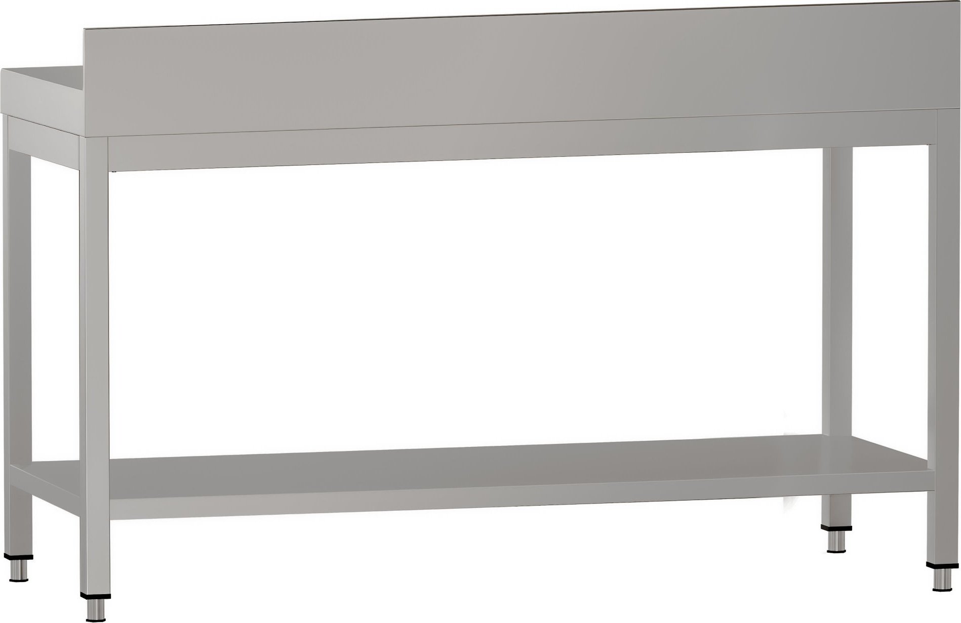 Nerezový pracovní stůl ECO - 1600x600 mm - Se spodní policí & obkladovou lištou