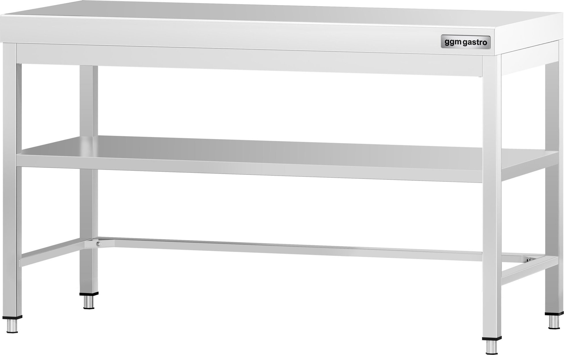 Nerezový pracovní stůl PREMIUM - 1400x600 mm - se spodní policí & s vyztužením