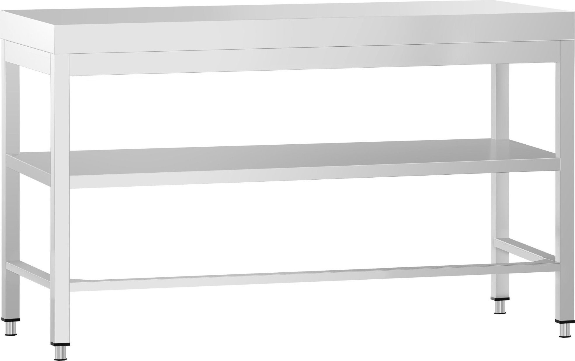 Nerezový pracovní stůl PREMIUM - 1400x600 mm - se spodní policí & s vyztužením