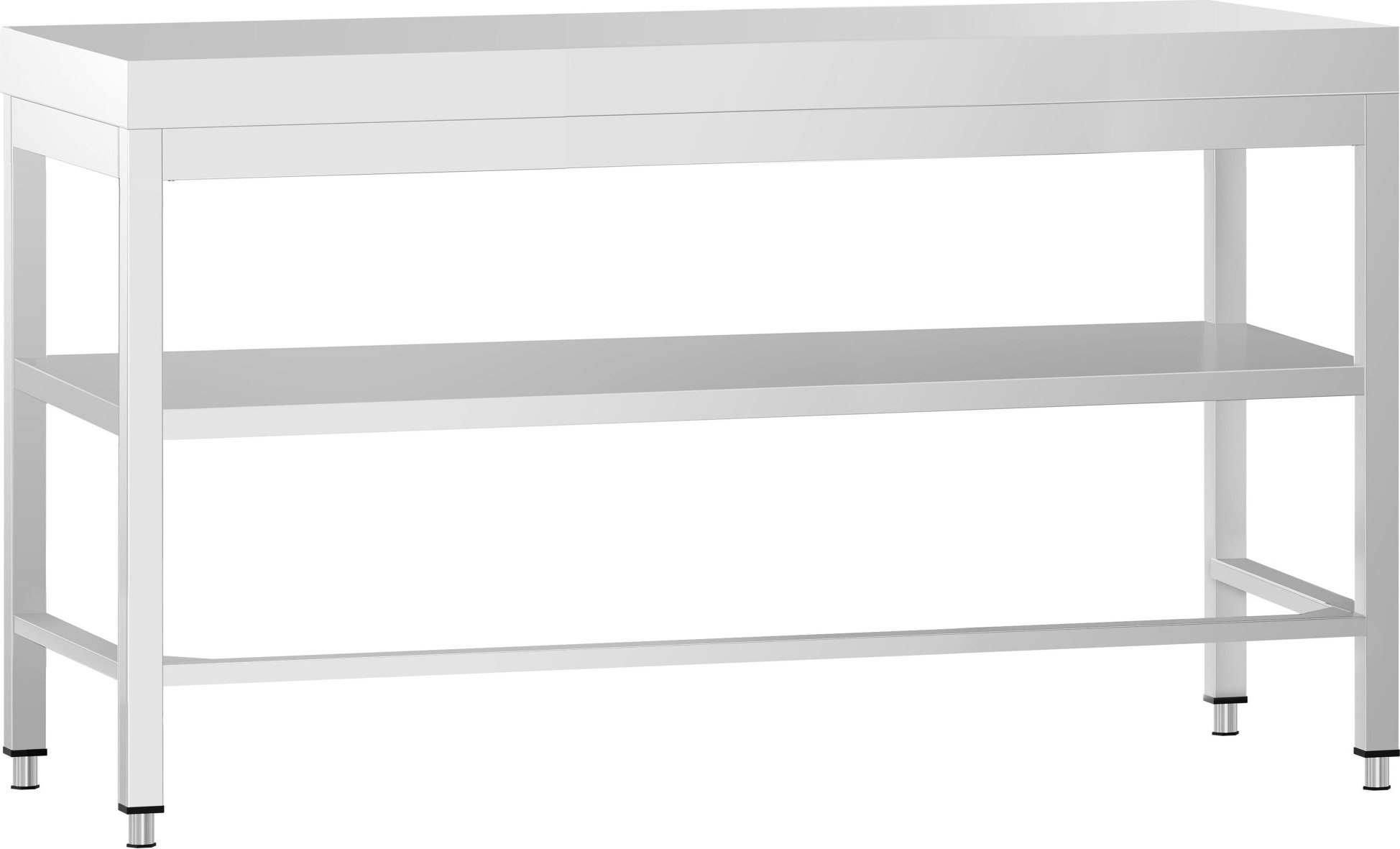 Nerezový pracovní stůl PREMIUM - 1600x600 mm - se spodní policí a vyztužením
