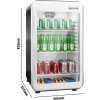 Minibarová lednička - 1 prosklené dveře, černo-stříbná 113 litrů