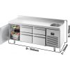 Premium PLUS refrigerated counter - 1960x700mm - 1 sink, 1 door, 4 drawers & backsplash