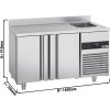 Premium refrigerated counter - 1430x700mm - 2 doors, 1 sink right & backsplash