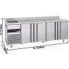 Premium refrigerated counter - 2360x700mm - 4 doors, 1 basin left & backsplash