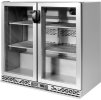 Barové chladicí stoly na nápoje 220L - 2 skleněné dveře (nerezová ocel)