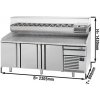 Pizza preparation table Premium PLUS- 2305x800mm - with 3 doors - incl. refrigerated display case - 11x GN 1/4