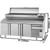 Pizza preparation table Premium PLUS- 2305x800mm - with 3 doors - incl. refrigerated display case - 11x GN 1/4