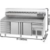 Pizza preparation table Premium PLUS- 2305x800mm - with 2 doors & 6 drawers- incl. refrigerated display case - 11x GN 1/4