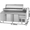 Pizza preparation table Premium PLUS- 2305x800mm- with 2 doors & 6 drawers - incl. refrigerated display case - 11x GN 1/4