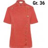 KARLOWSKY | Dámská kuchařská bunda s krátkým rukávem v džínovém stylu - vintage červená - velikost: 36