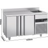 Premium refrigerated counter - 1430x700mm - 2 doors, 1 sink right & backsplash