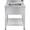 PREMIUM Stainless Steel Sink Table - with one sink - bottom shelf and 700 mm back panel