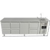 Refrigerated table with sink - 6 drawers and middle door on the left