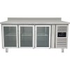 Refrigerated table with 3 glass doors and rear rim