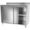 Stainless steel work cabinet PREMIUM - 1200x700mm - with sliding door & backsplash