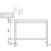 Stainless steel workbench with bottom shelf without back edge - 0.8 x 0.6 m