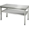 Pracovní stůl ECO z nerezové oceli - 1400x600mm - se spodní policí a bez obkladového panelu