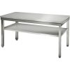 Pracovní stůl ECO z nerezové oceli - 1600x600mm - se spodní  policí a bez obkladového panelu