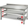 Nerezový pracovní stůl ECO - 1,5 m - se spodní policí & obkladovým panelem