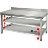 Nerezový pracovní stůl ECO - 1,6 m - se spodní policí & obkladovým panelem