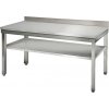 Nerezový pracovní stůl ECO - 1,6 m - se spodní policí & obkladovým panelem