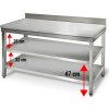 Nerezový pracovní stůl ECO - 1,0 m - se spodní policí & obkladovým panelem