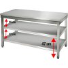 Worktable ECO Stainless steel - 1400x700mm - with undershelf without backsplash