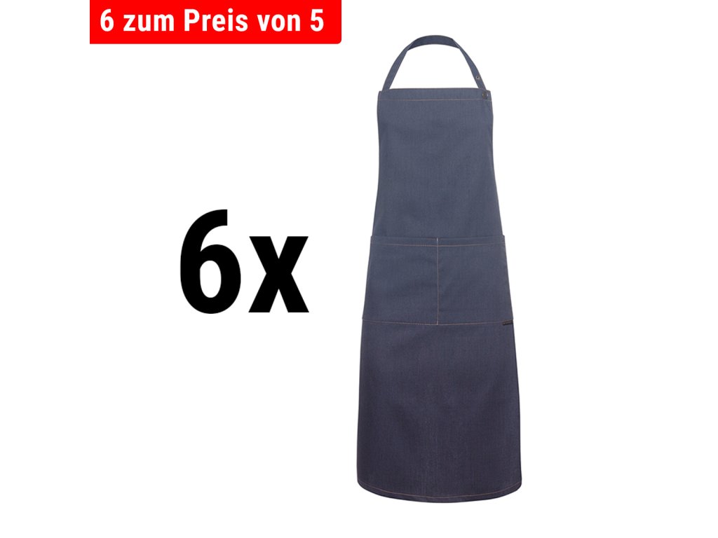 (6 szt.) KARLOWSKY | Fartuch na szelkach dżinsowy styl - Czarny w stylu Vintage