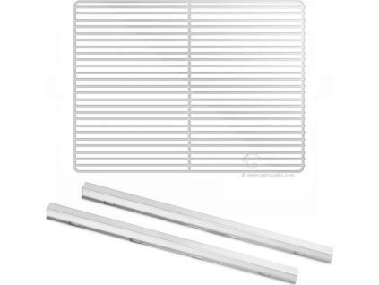 Szyny ze stali nierdzewnej - 1x lewa & 1x prawa - 650 mm - EN 60x40 - z plastikowymi kratkami wsporczymi EN 60x40