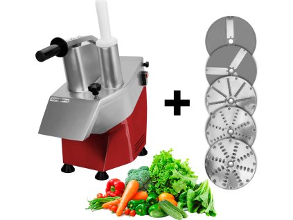 Szatkownica do warzyw - 550 W - czerwona - z 5 tarczami do krojenia
