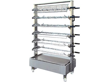 Mobilny wózek na 24 szpikulce - 1150 x 800 x 1600 mm - do grilla do kurczaka