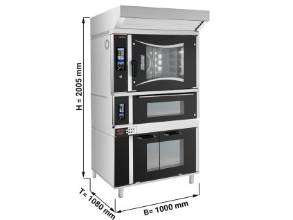 Piec konwekcyjno-parowy piekarniczy - Touch - 6x EN 60x40 - włącznie z piecem do pizzy, okapem i garownią