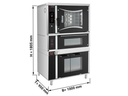 Piec konwekcyjno-parowy piekarniczy - cyfrowy - 6x EN 60x40 - włącznie z piecem do pizzy & garownią