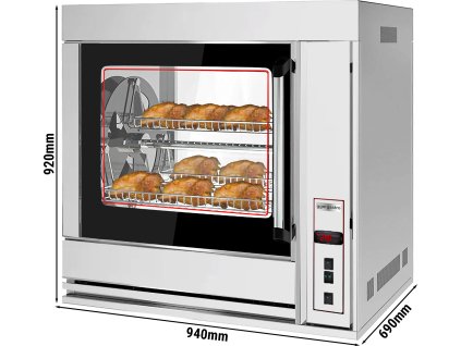 Elektryczny grill do kurczaka - 6,9 kW - z 4 koszami na 20 kurczaków