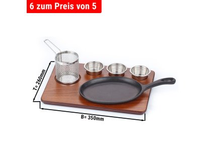(6 sztuk) Zestaw do serwowania Fajita - patelnia żeliwna z uchwytem