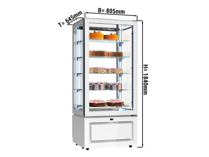 Witryna panoramiczna - 457 litrów - 800 mm - 5 półek - Biały
