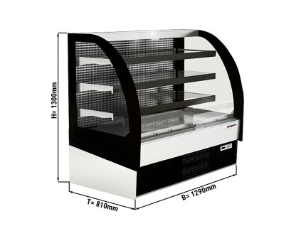 Półka ścienna chłodnicza - 1290 mm - 365 litrów - z oświetleniem LED & 3 półkami - zamykana z tyłu